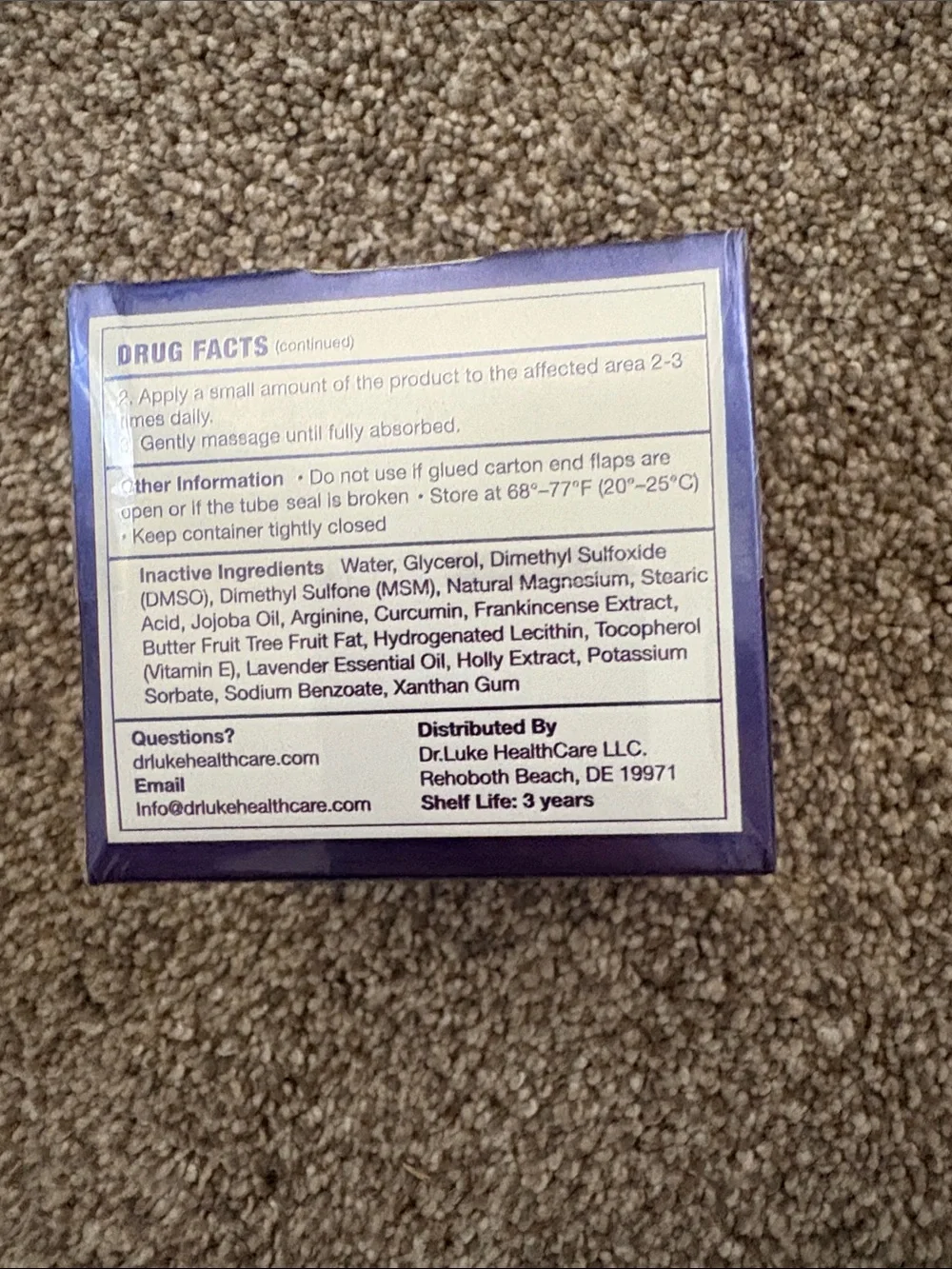 DMSO Dimethyl Sulfoxide Lavender expires 2029